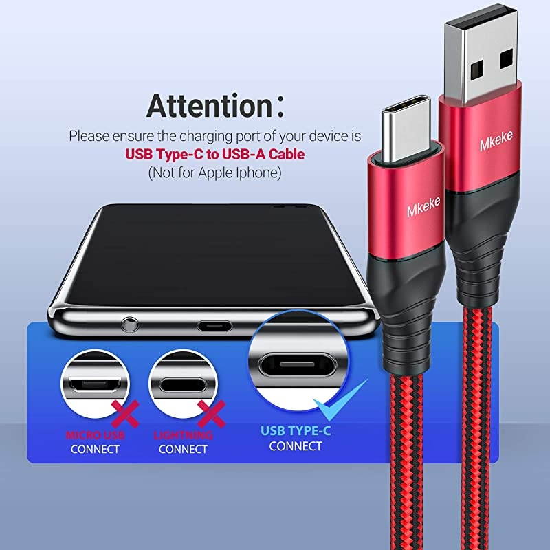 USB C Cable  USB Type C Charger Cable Fast Charging 3Pack11518M Type C Charging Cable Nylon Braided
