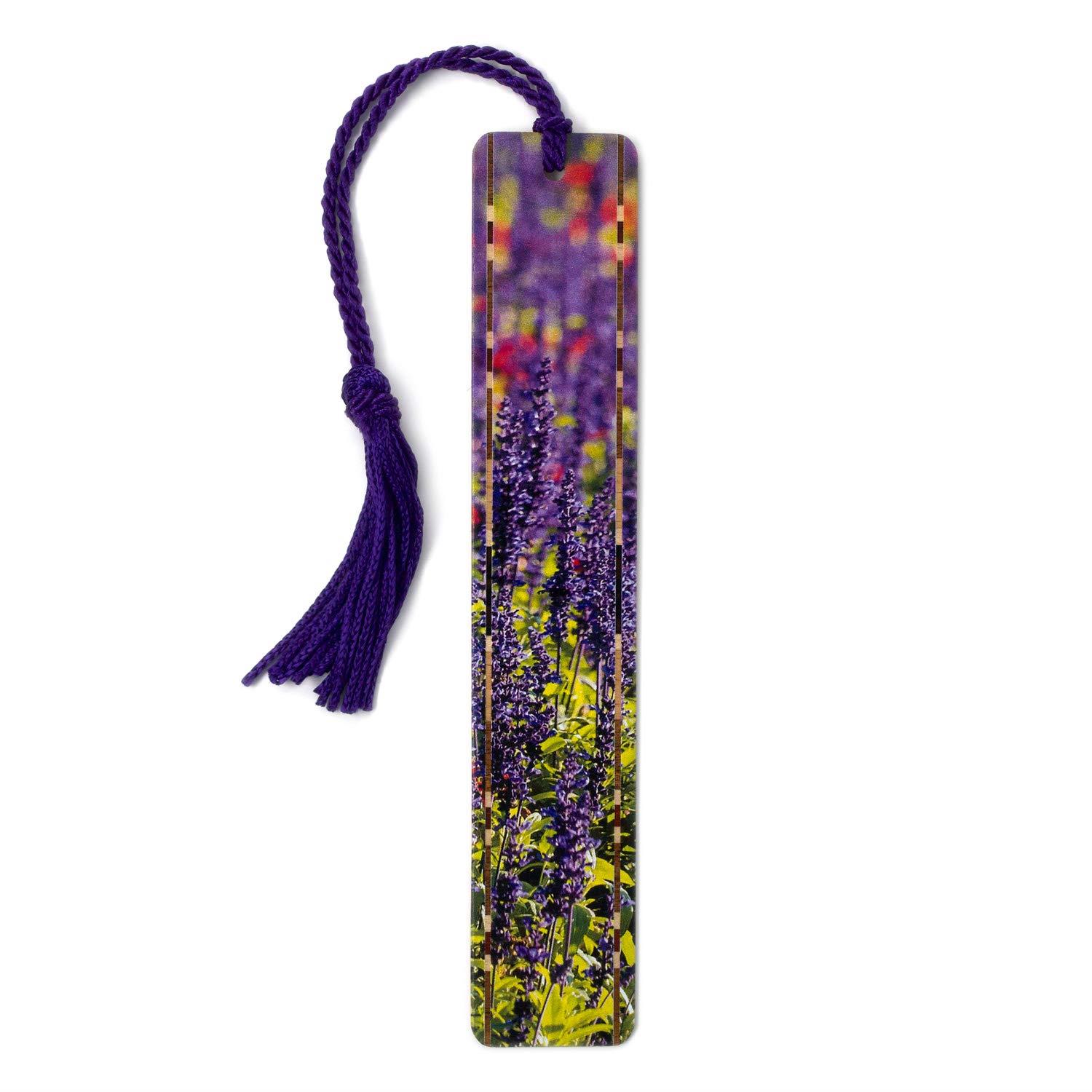 Purple Flowers in London Park - Color Photograph by Mike DeCesare - Wooden Bookmark with Tassel