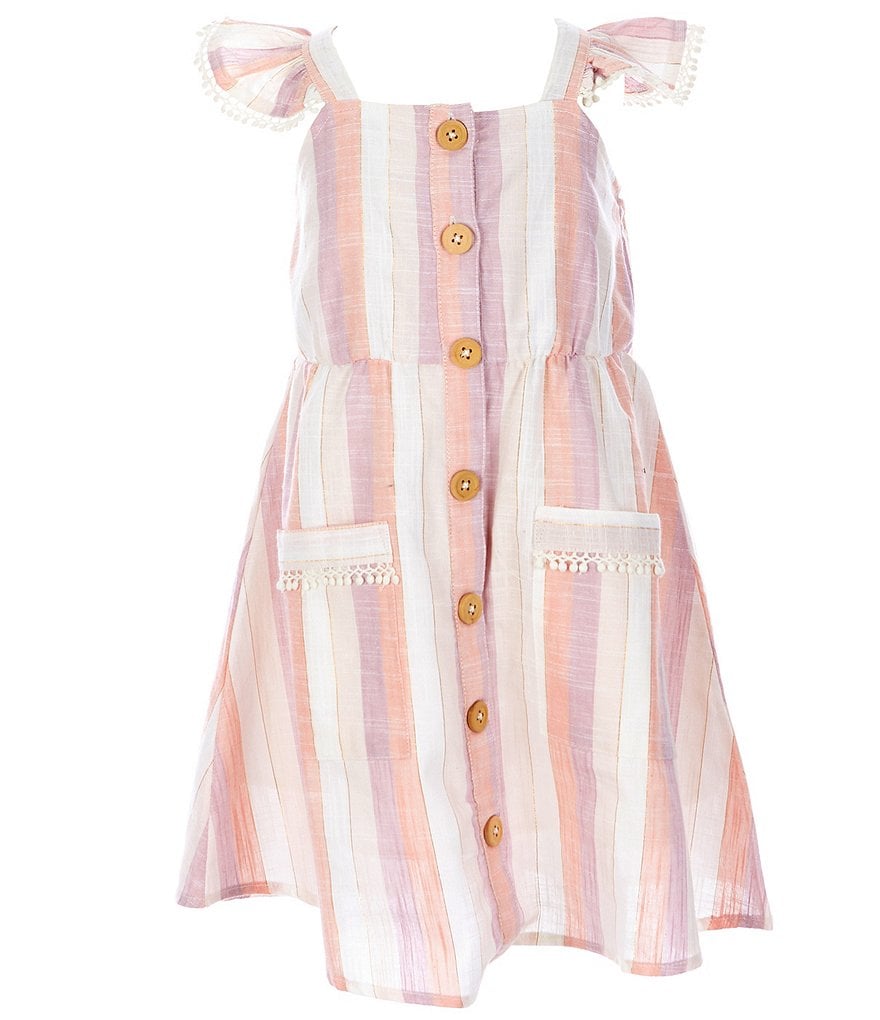 Rare Editions Little Girls 2T-6X Flutter-Sleeve Lurex-Striped Dress