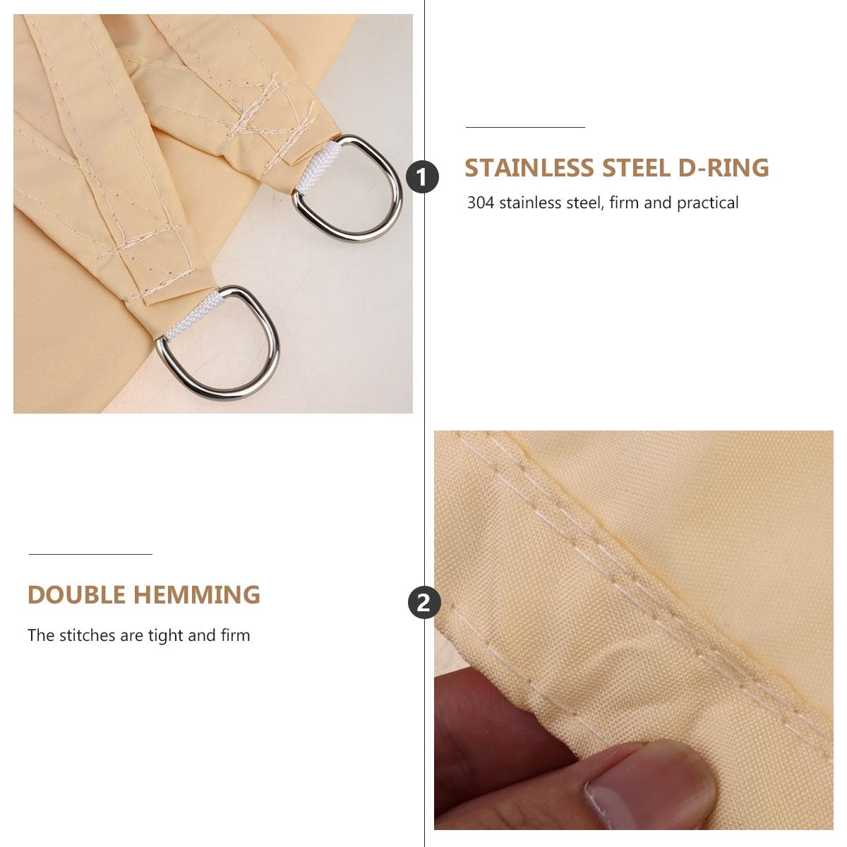 3x3x3m Triangle Sun Shade Sail Polyester Canopy Waterproof UV Block for Garden Swimming Pool (Grey)