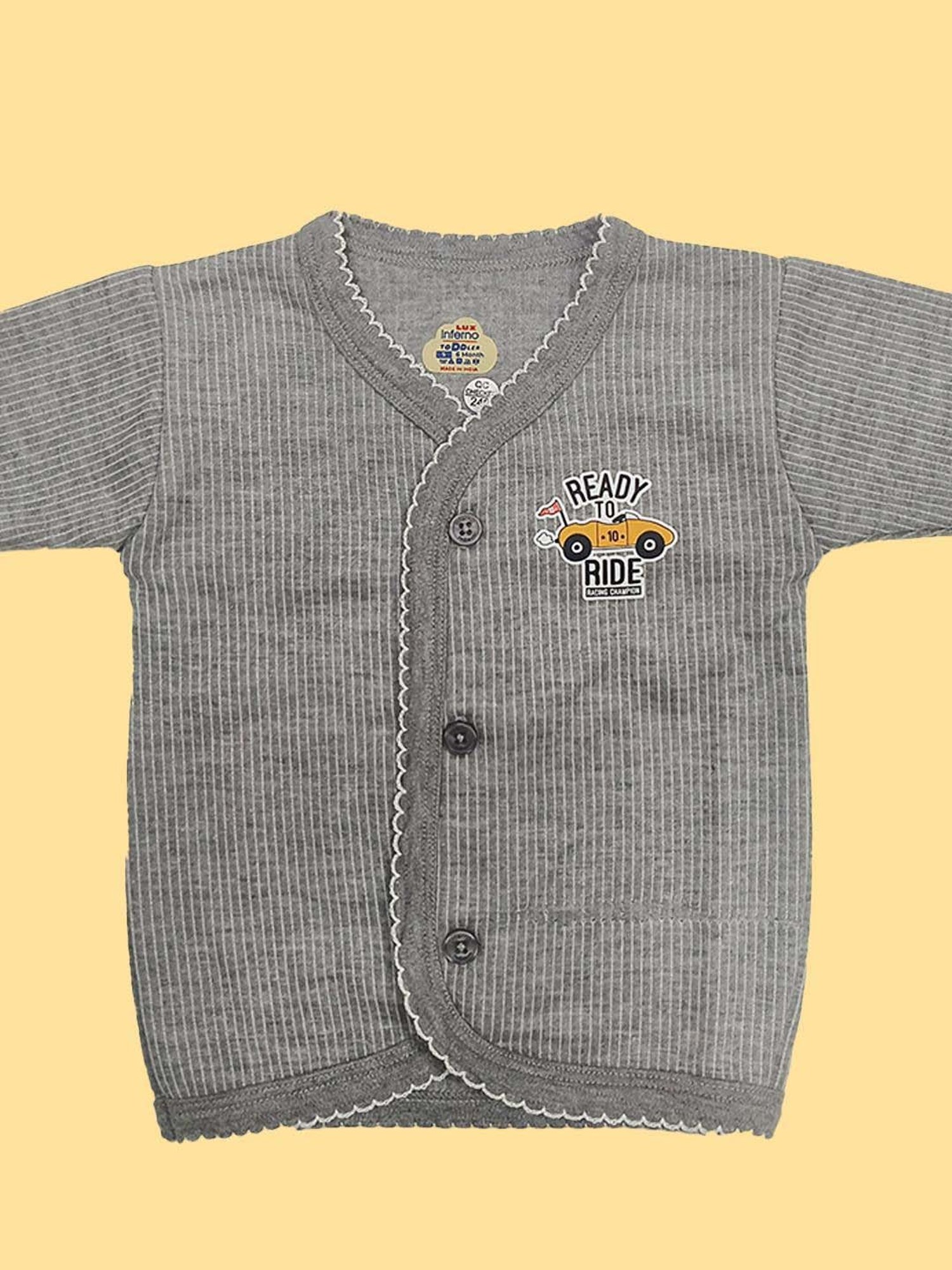 LUX Inferno Kids Maroon & Grey Printed Full Sleeves Thermal Set(Pack of 2)