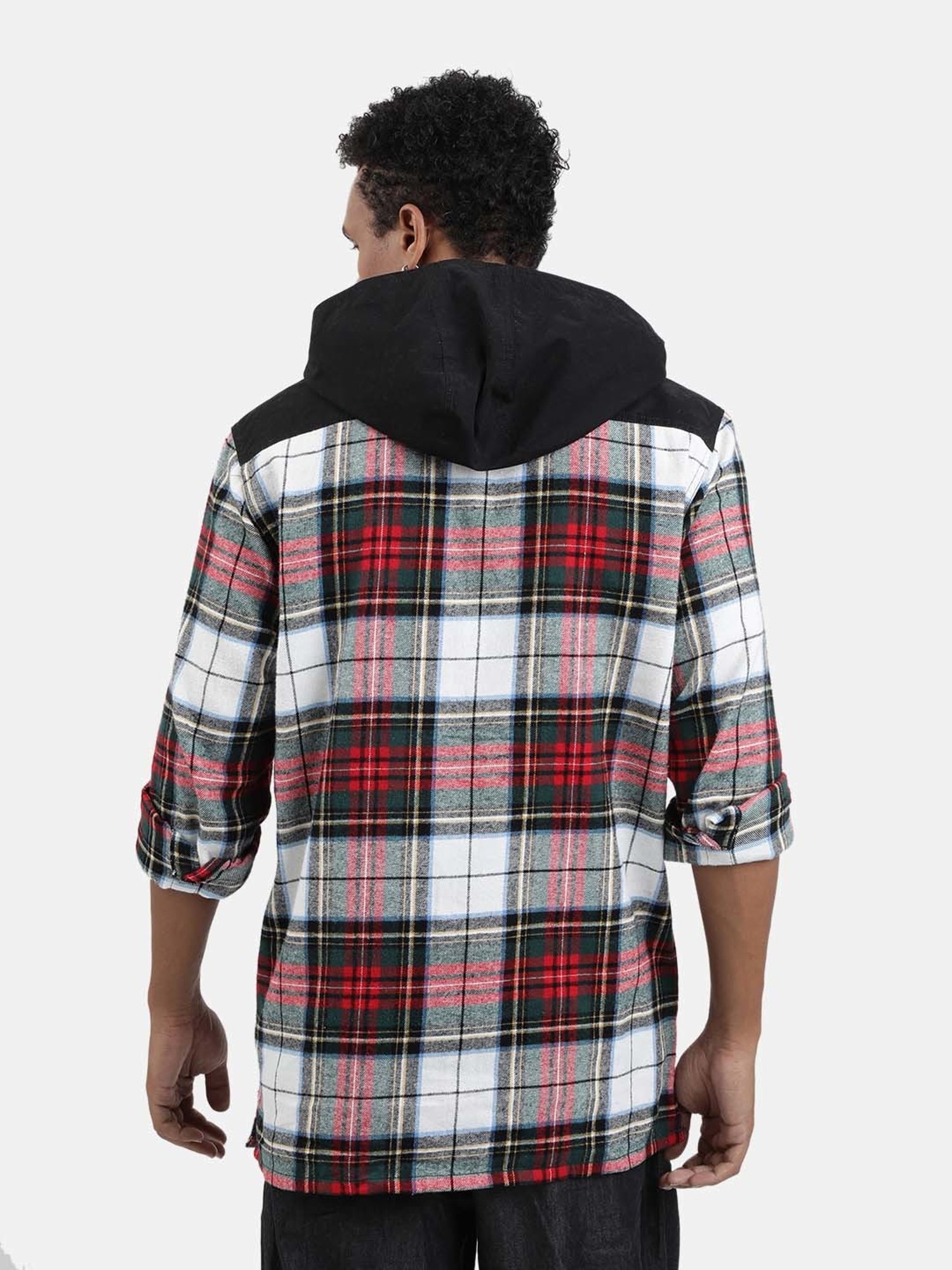 Bene Kleed Multicolor Regular Fit Check Cotton Hooded Shirt