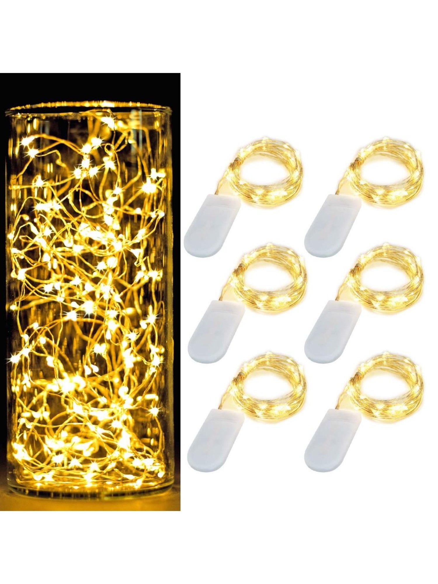 XERGY 20 LED 2 m Starry String Battery Fairy Lights 2X CR2032 Large Beads Copper Wire (Pack of 6 )