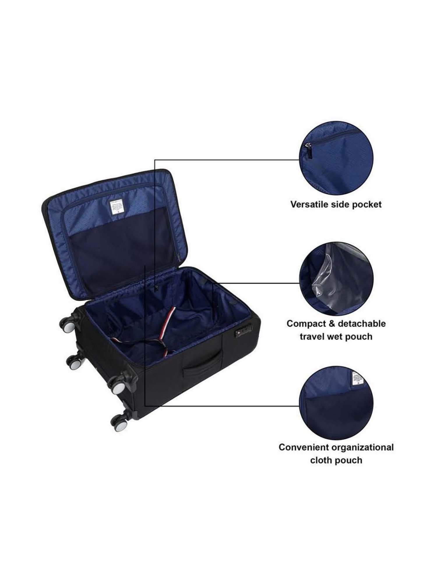 Tommy Hilfiger Richmond Black Printed Medium Soft Trolley Bag - 42 cm