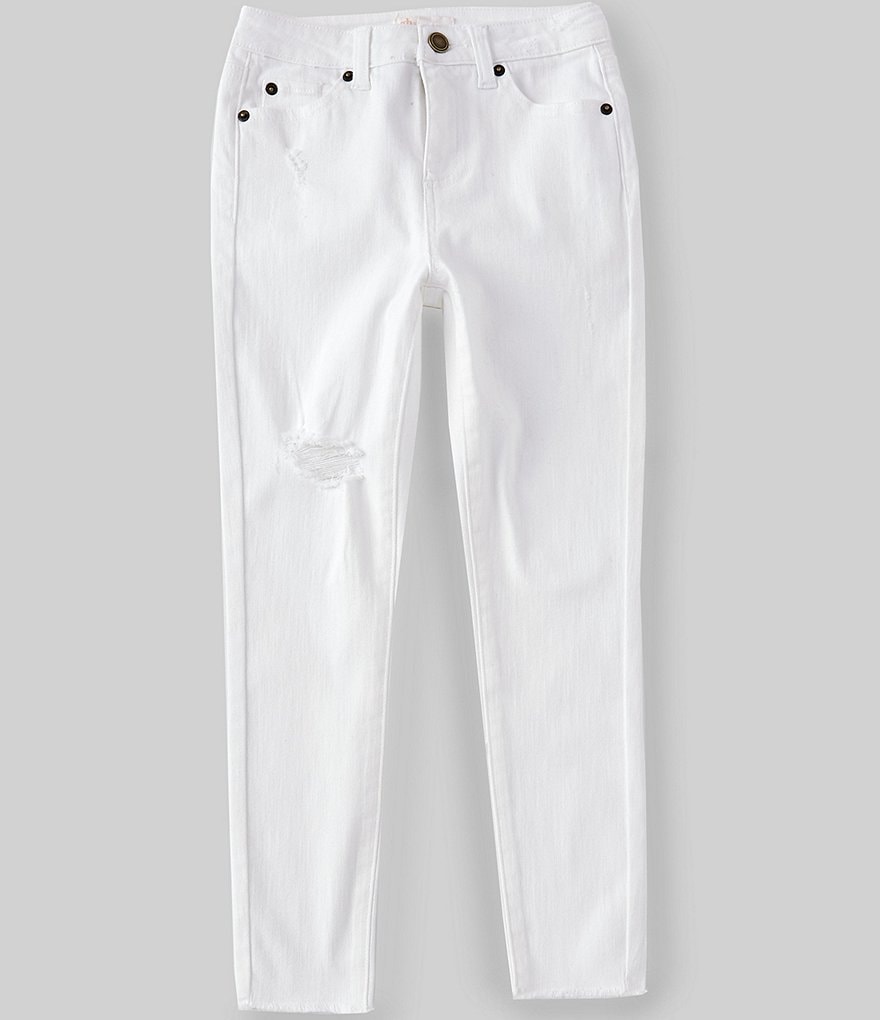 GB GB Girls Big Girls 7-16 Distressed Fringe-Hem Stretch Skinny Jeans