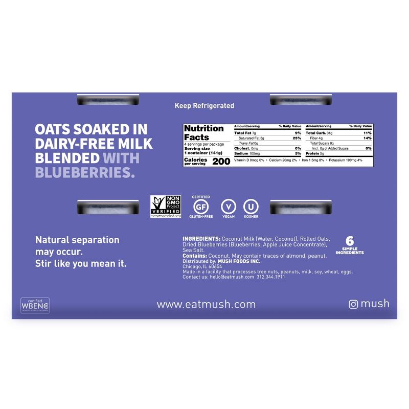 MUSH Blueberry Ready-to-Eat Oats - 20oz/4ct