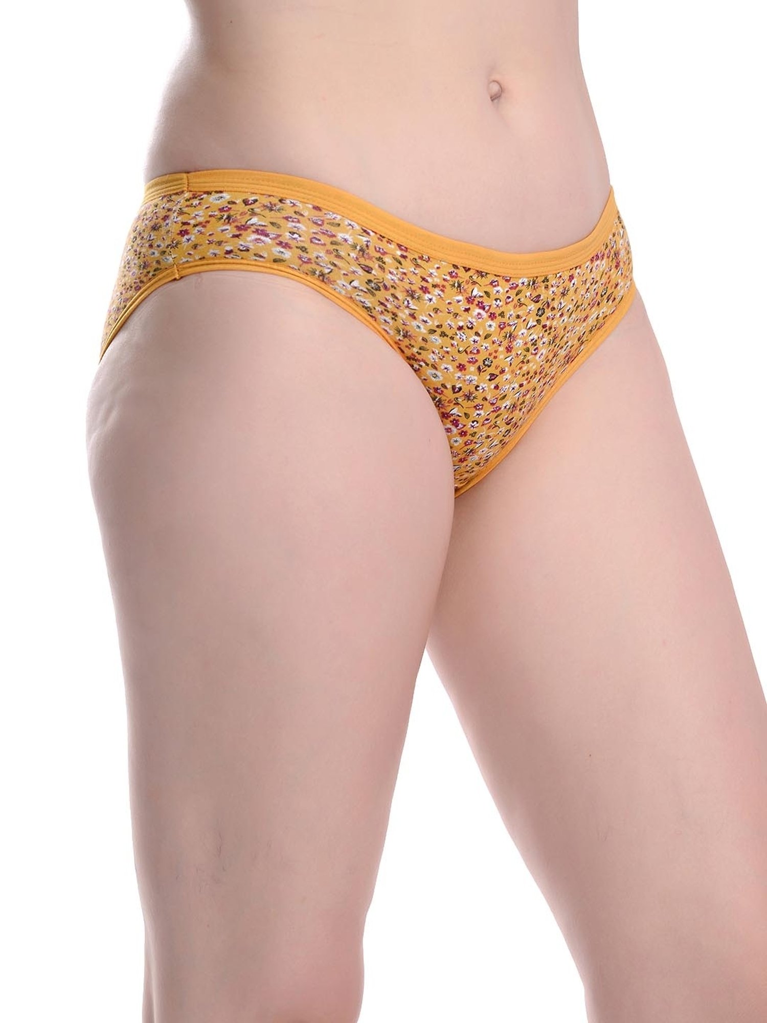 FIMS Yellow & Green Floral Print Hipster Panties - Pack Of 2
