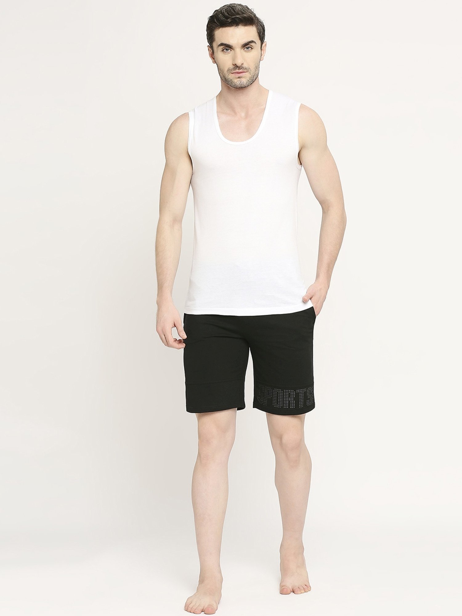 Vip White Cotton Skinny Fit Vest - Pack Of 2