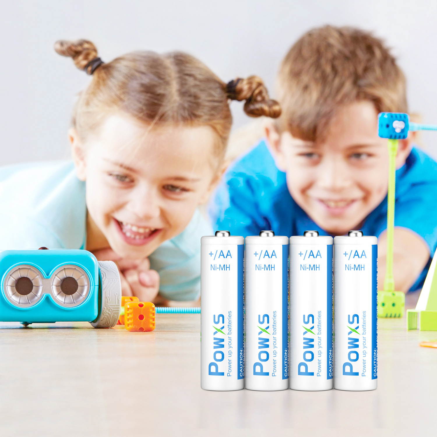 POWXS 4 Pack Rechargeable AA Batteries 2000mAh 1.2V Stardard Double AA Size for Cameras Flashlight Toys