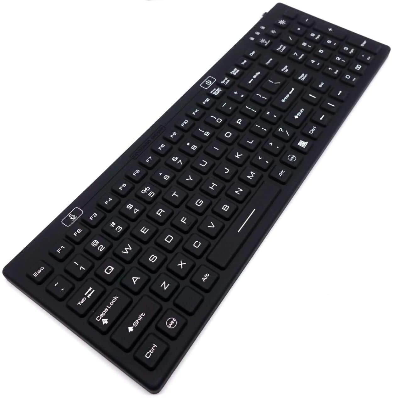 DSI LED Backlit Keyboard with Number Pad - Industrial IP68 Waterproof Rugged Silicone IKB106BL