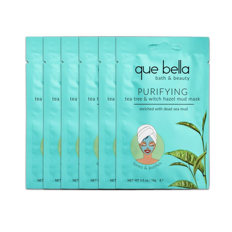 Que Bella Purifying Tea Tree Mud Face Mask - 6ct  