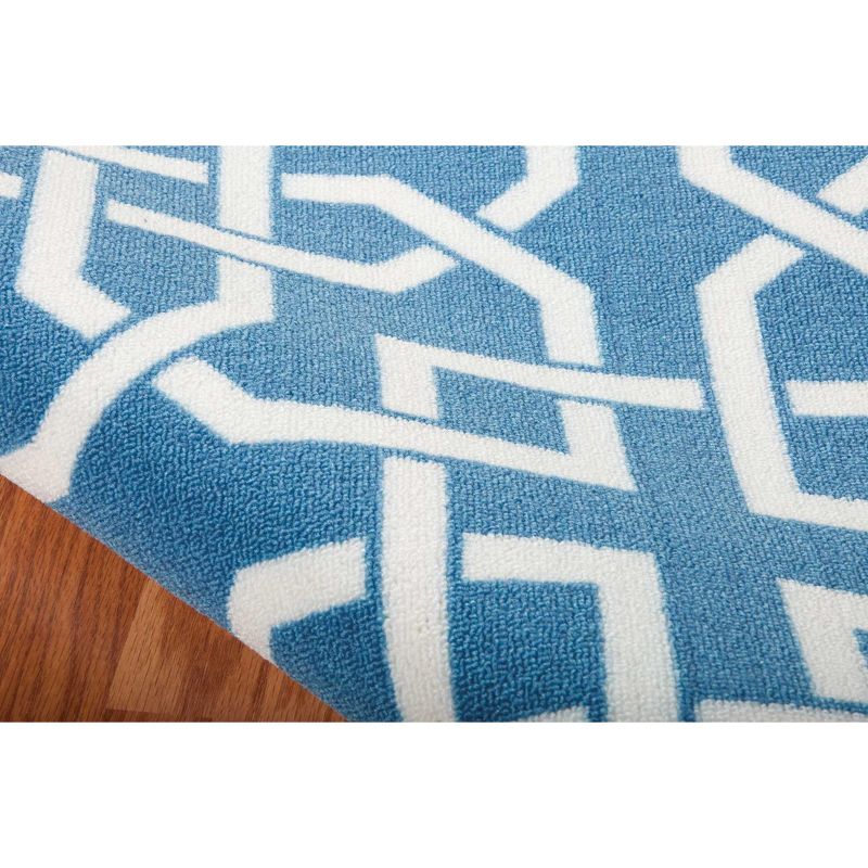 5'3"x7'5" Rectangle Indoor and Outdoor Loomed Geometric Area Rug Blue - Nourison