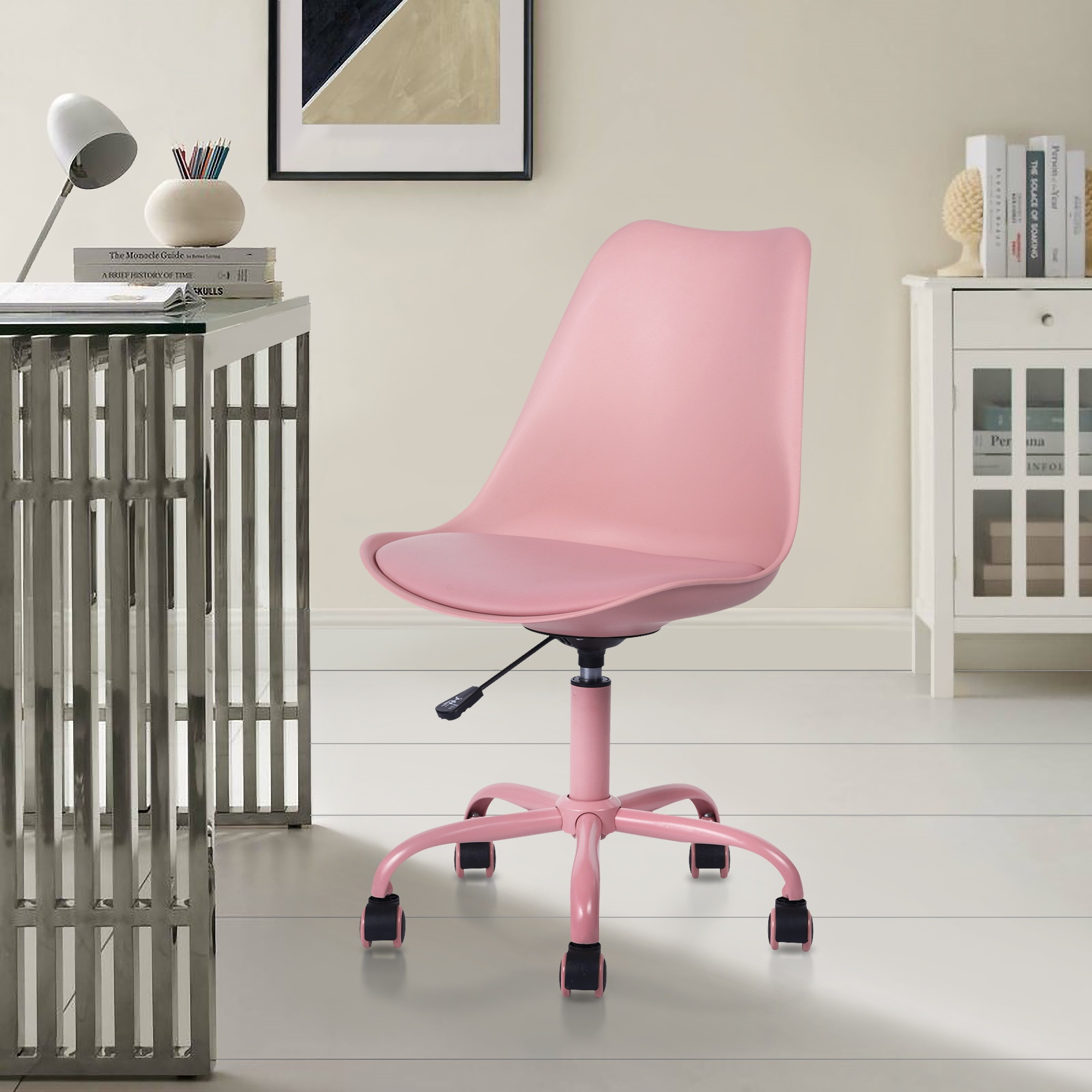 FurnitureR Task Chair Adjustable Swivel Office Chair, Pink