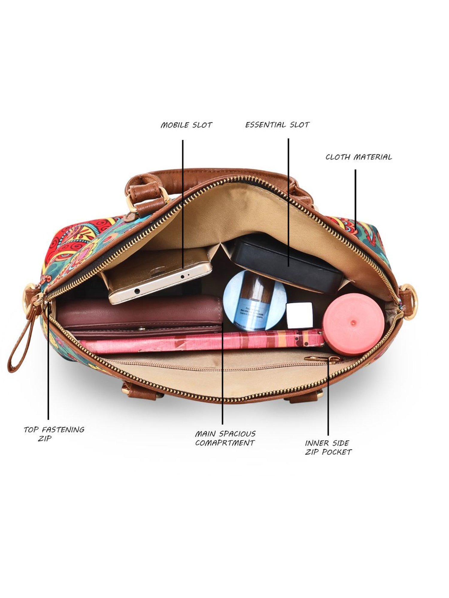 Sabhyata Multicolor Printed Medium Satchel Handbag