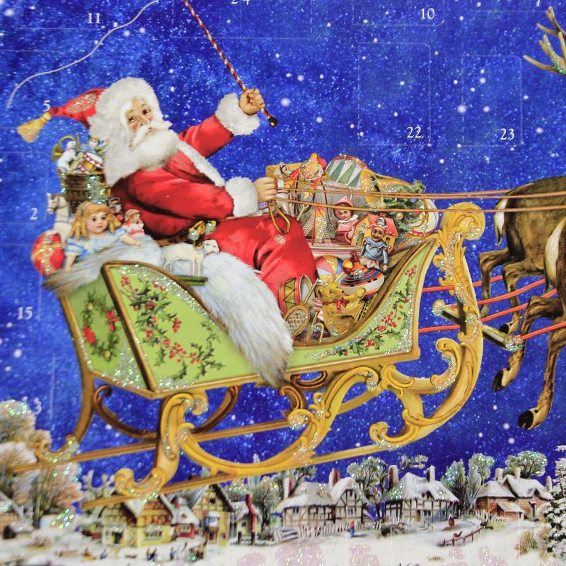 Christmas 8.0" Santa & Reindeer Fly Over Advent Calendar Sleigh German  -  Advent Calendar