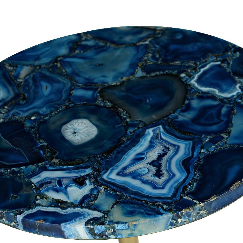 Oceana Round Chairside End Table Agate Blue - Steve Silver Co.