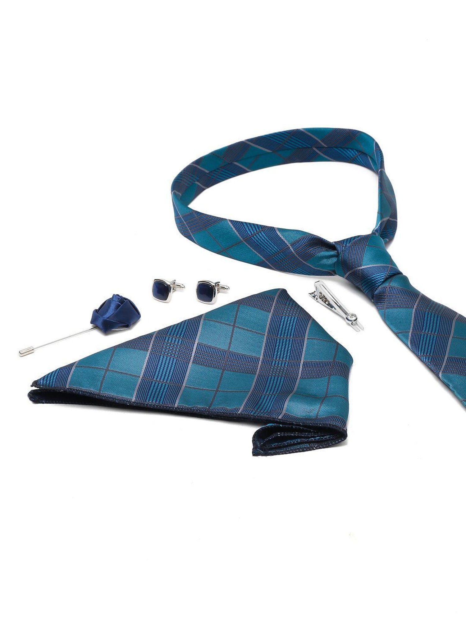 Louis Stitch Blue Printed Necktie Gift Set - Set of 3