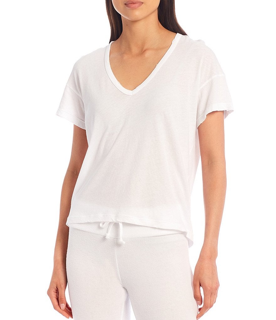 WILDFOX Knit Chrissy V-Neck Short Sleeve Coordinating Tee