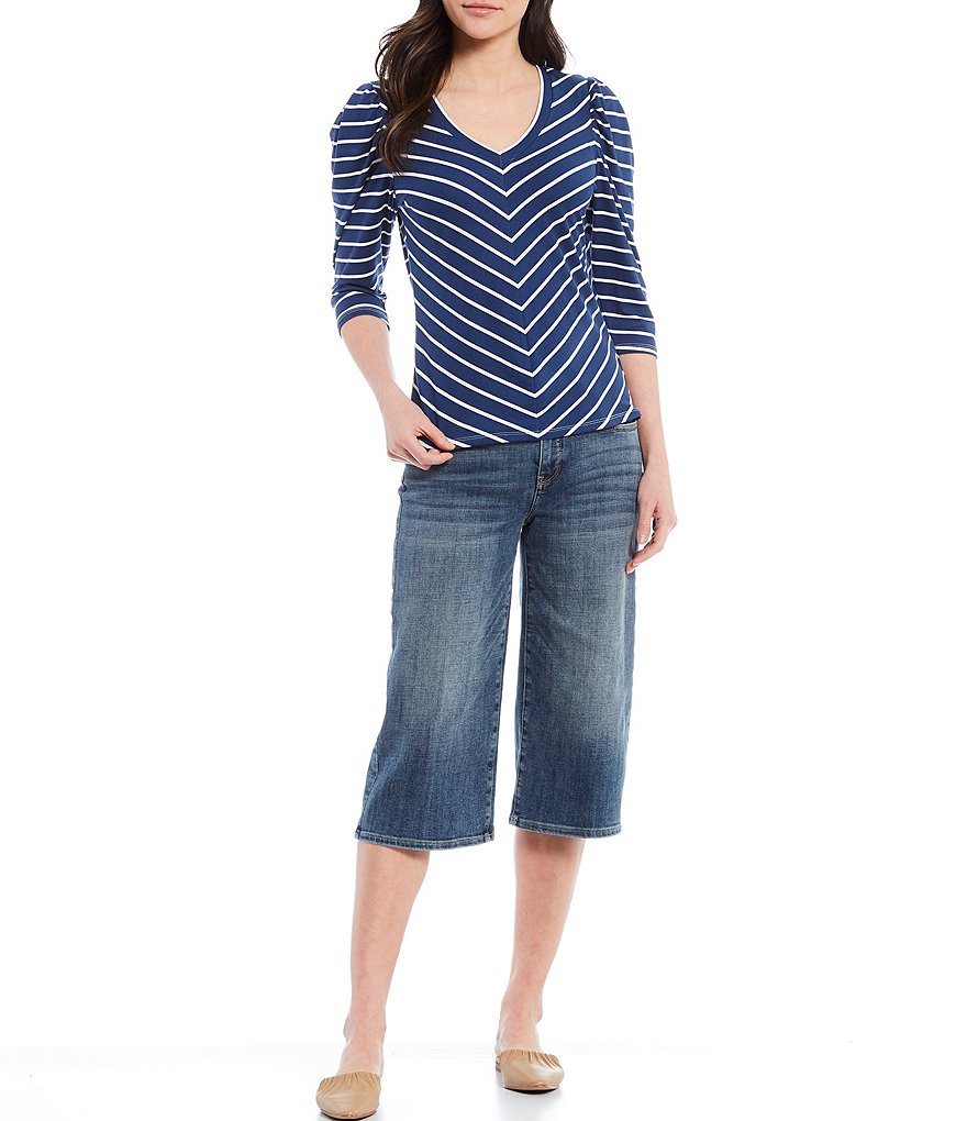 NYDJ Petite Size Wide Leg Pedal Pusher Straight Hem Capri Jeans