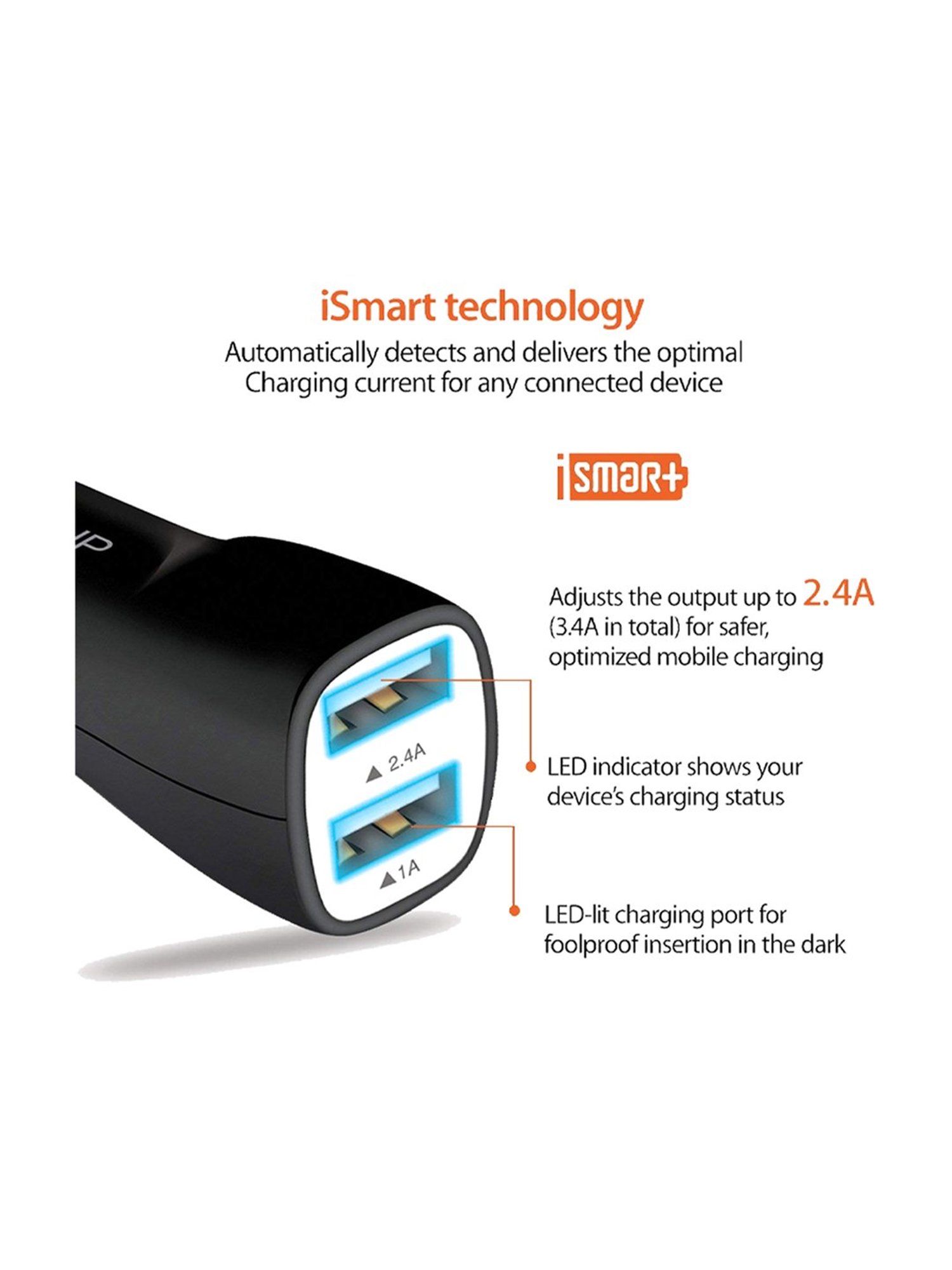 Powerup Travel Pack Mobile Charging Kit Combo Car Charger Adapter (Black/White)