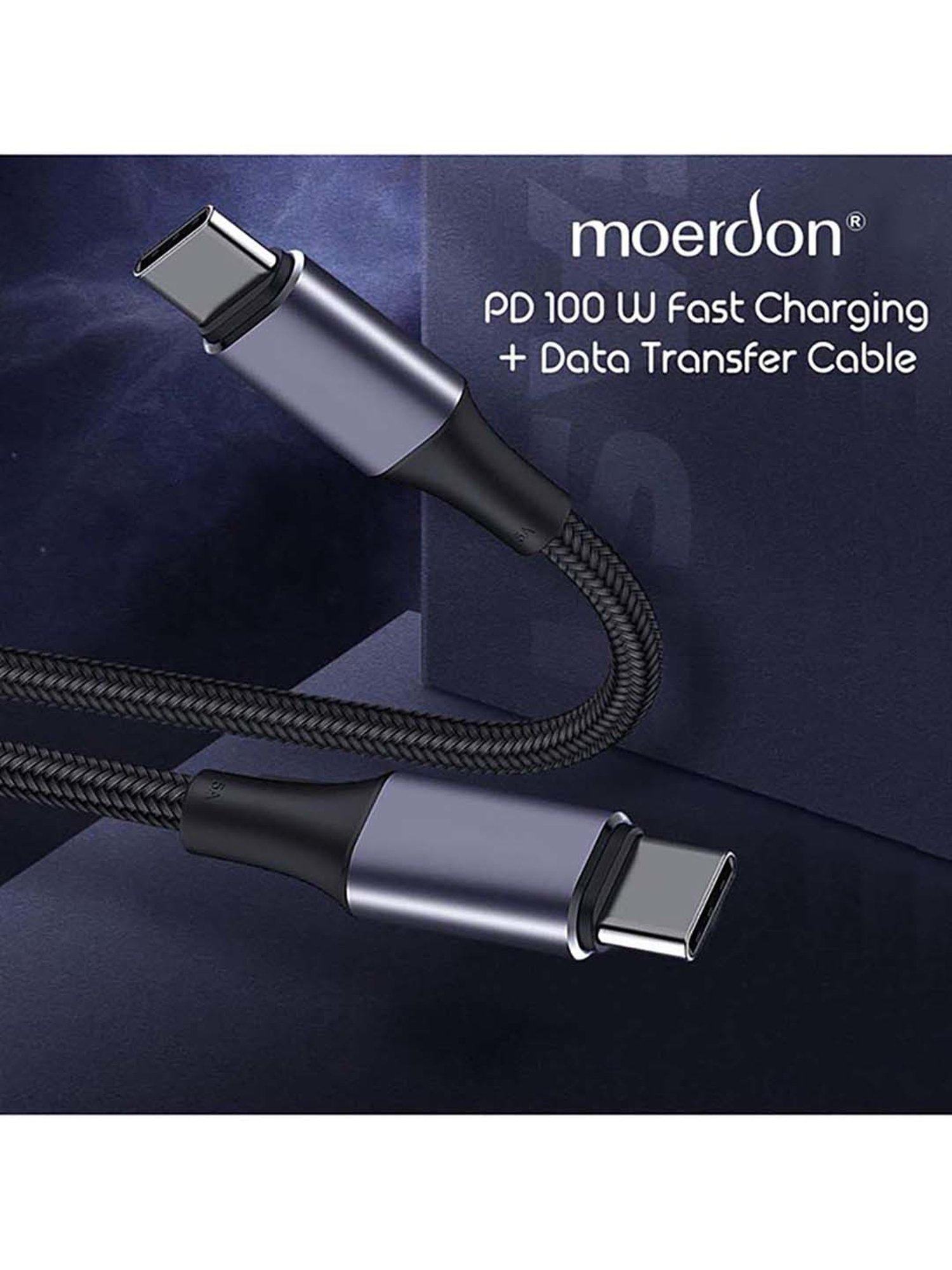 Moerdon MUC-C4C100W 100 Watt Fast Charging Data transfer Cable (Black)