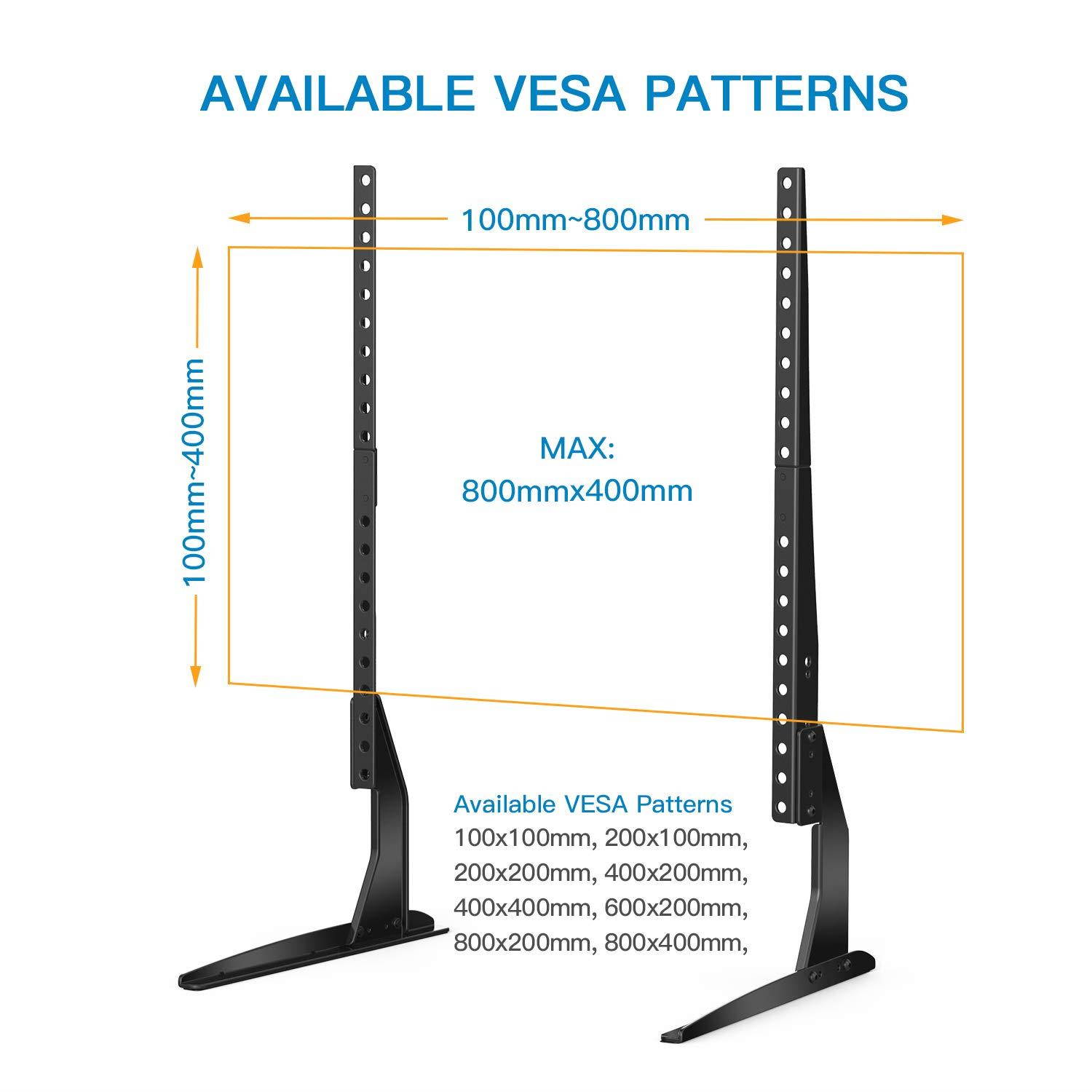 PERLESMITH Universal Table Top TV Stand for 37-65 Inch Flat Screen, LCD TVs Premium Height Adjustable Leg Base Stand Holds up to 110lbs, VESA up to 800x400mm