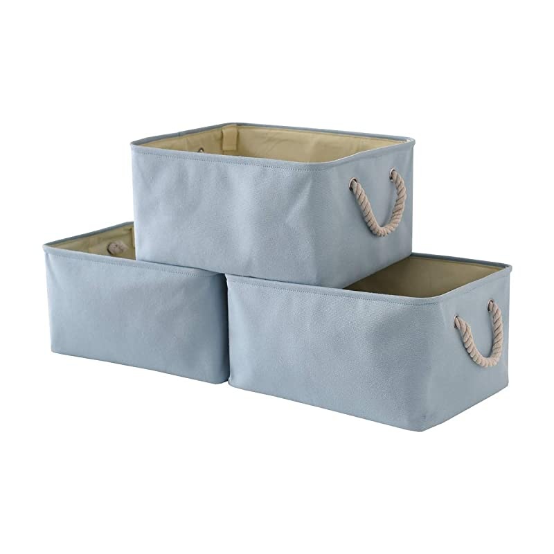 Fabric Storage Bins Baskets for Organizing, Large Sturdy Storage Basket W/Handles, Decorative Foldable Storage Baskets for Shelves Closet Nursery Toy (Large - 3 Pack 15.7L&times;11.8W&times;8.3H).