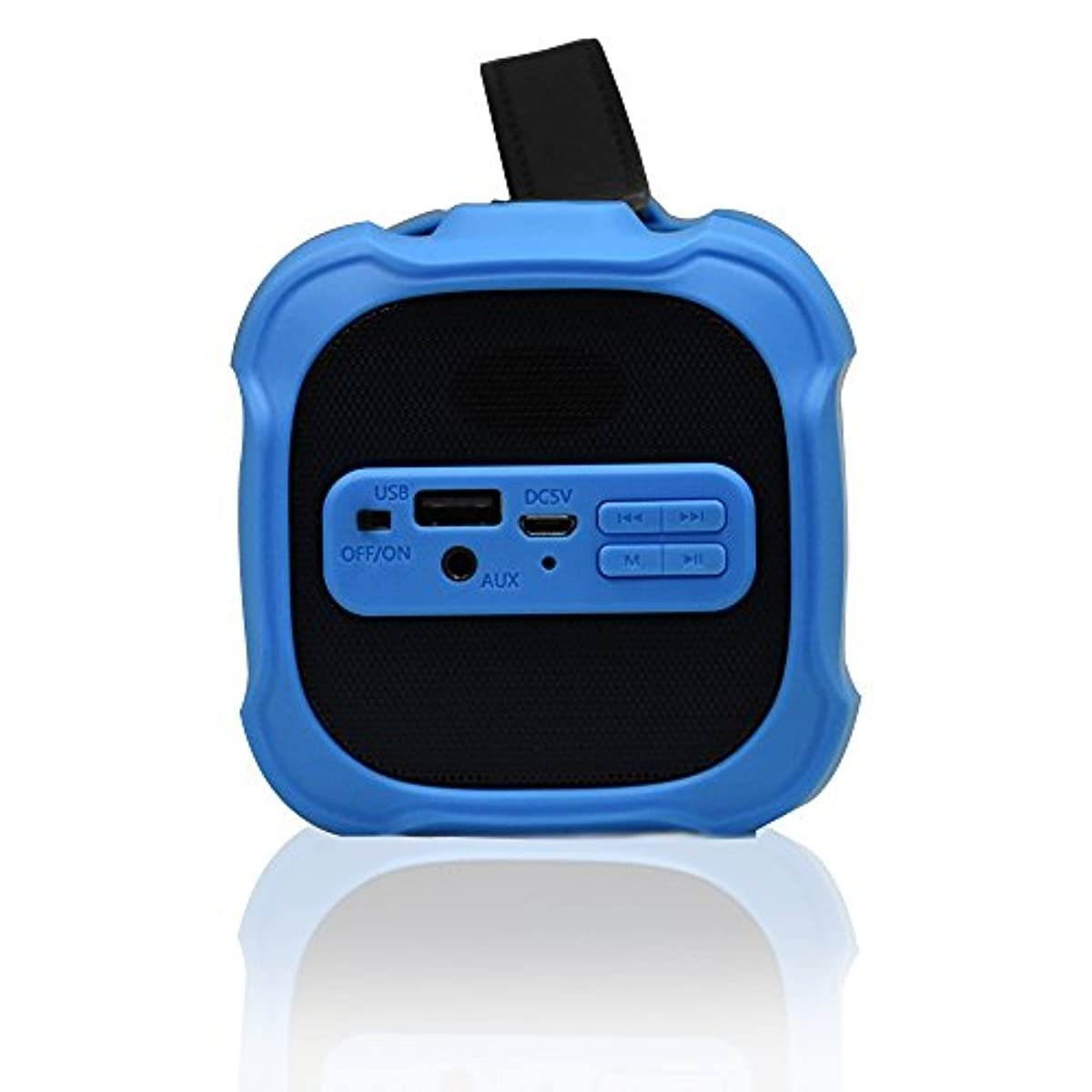 Bluetooth Speaker with USB, Built-In 3.5mm Line-In Jack Rechargeable Battery and Subwoofer Blue. Axess SPBT1073 Portable Indoor/Outdoor Bluetooth Speaker