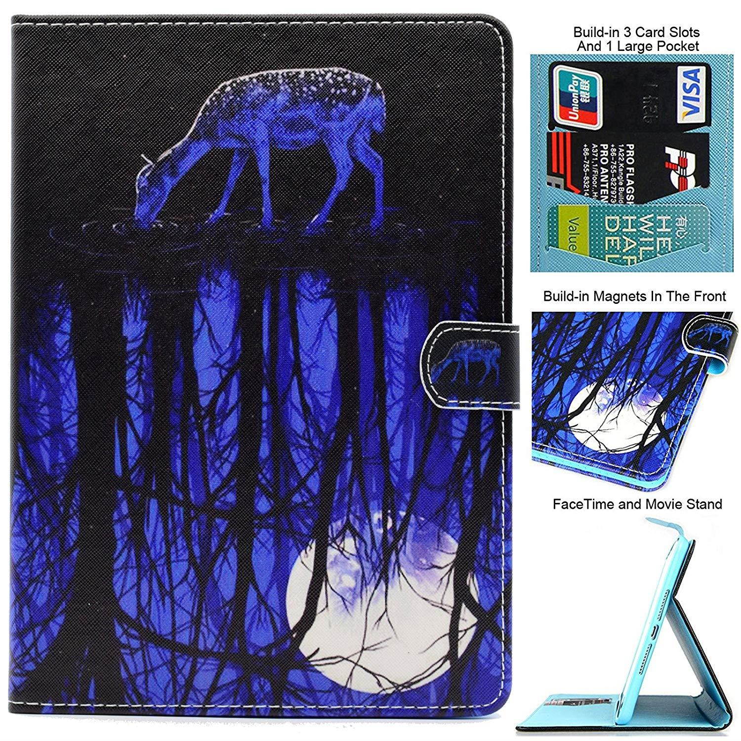 Artyond New iPad 9.7 2017/2018 Case,PU Leather Protective Case [Anti-slip Stripe] Smart Magnetic Cover With [Auto Wake/Sleep Feature] Soft TPU Card Slot Case For New iPad 9.7 2017/2018 (Deer)