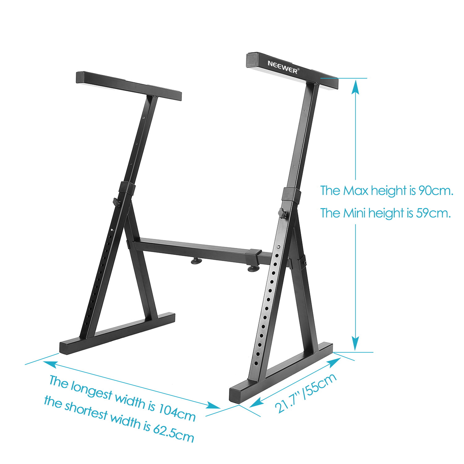 Neewer&reg; Heavy Duty Z-Style Keyboard Stand with 23.2-35.4"/59-90cm Adjustable Height and 24.6-40.9"/62.6-104cm Adjustable Width