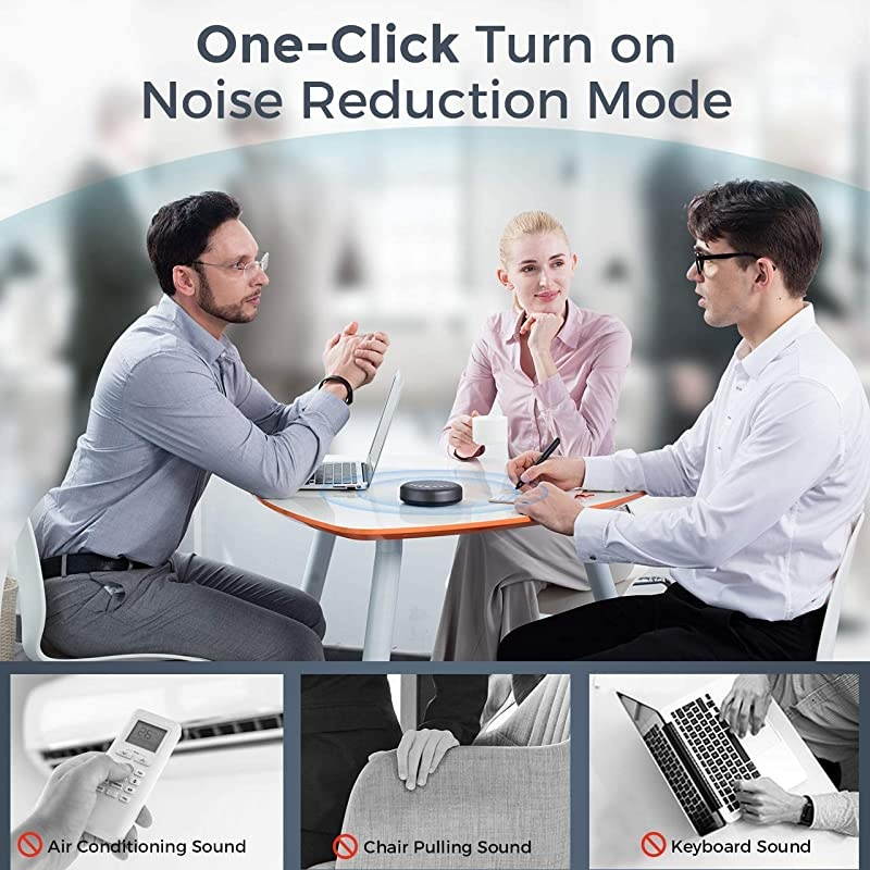 Bluetooth Speakerphone &ndash;  Luna Updated AI Noise Reduction Algorithm Featured, Daisy Chain, USB Conference Speaker Phone w/Dongle for Home Office, 360&deg; Voice Pickup for up to 8 People