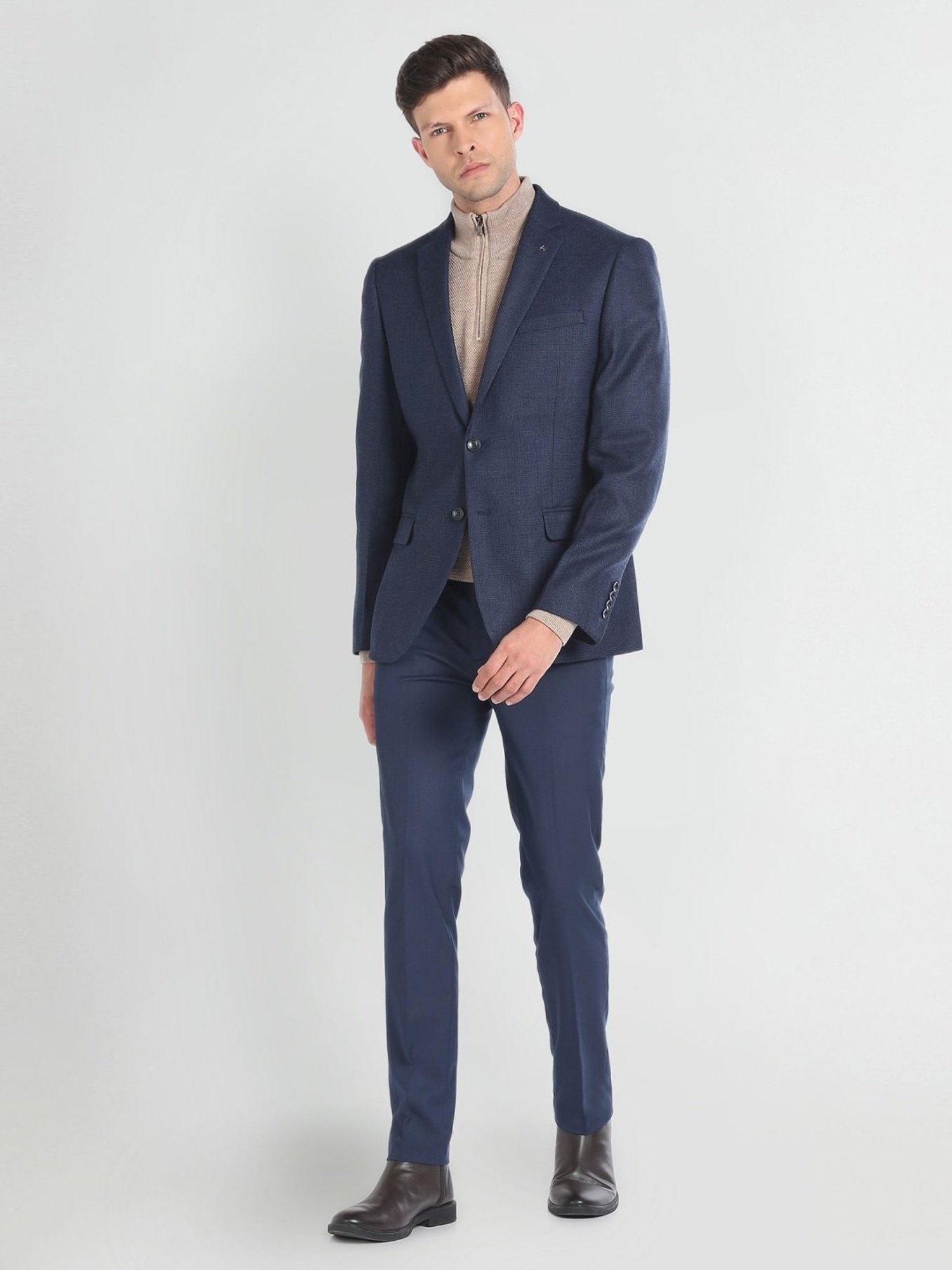 Arrow Navy Blue Regular Fit Blazer