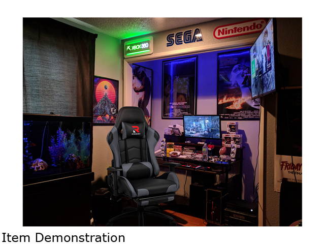 Massage Racing Chair with Retractable Footrest Gaming Chair - Computer Office Adjustable Lumbar Cushion Headrest Swivel Rocking Function Desk Chair 5 Colors