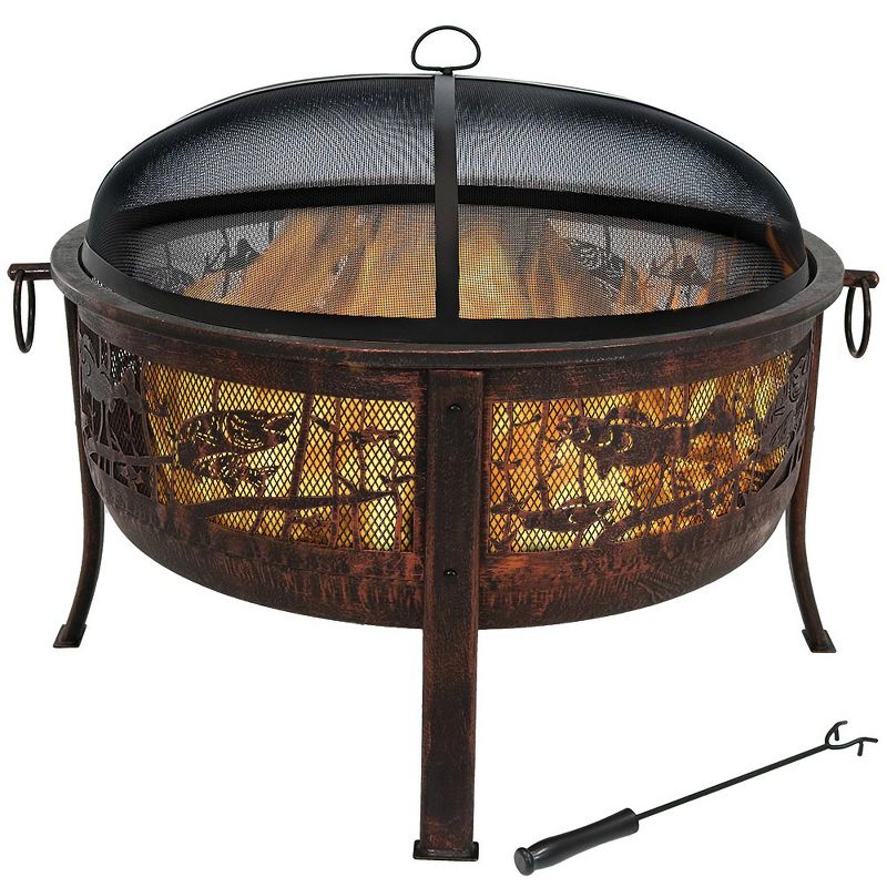 DeckMate 30371 Avondale Outdoor Backyard Patio Portable Steel Fire Bowl Fire Pit, Antiqued Copper Finish