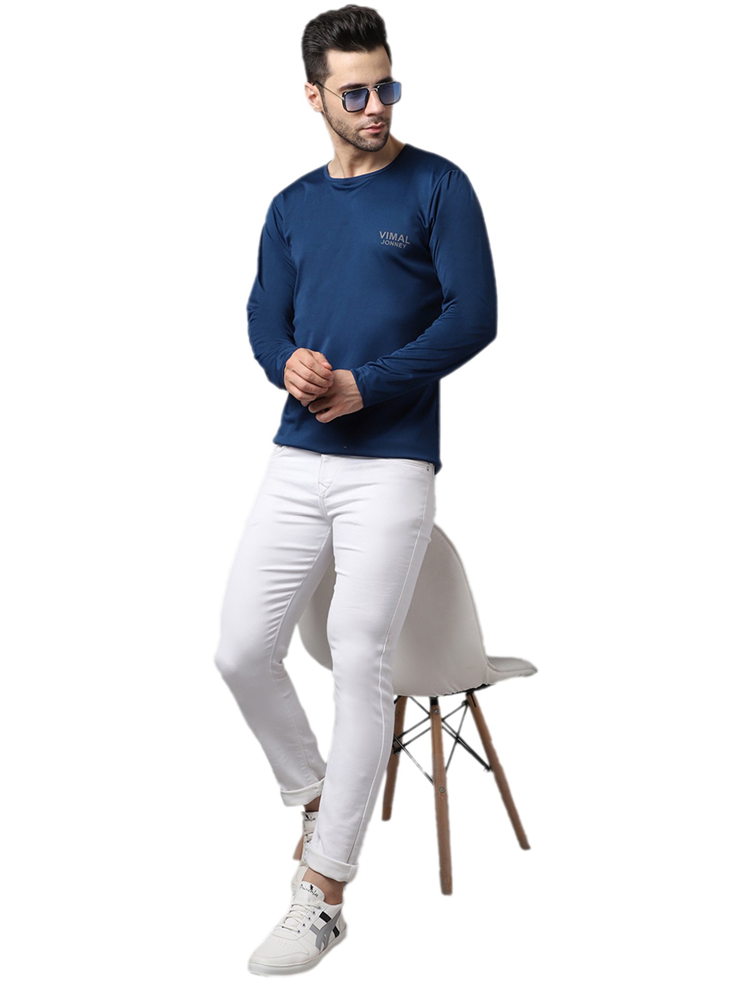 Vimal Jonney Blue & Dark Olive Sports T-Shirt - Pack of 2