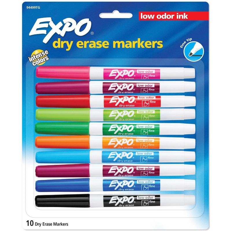 10pk Expo Fine Tip Dry Erase Markers Low Odor Multicolor Ink