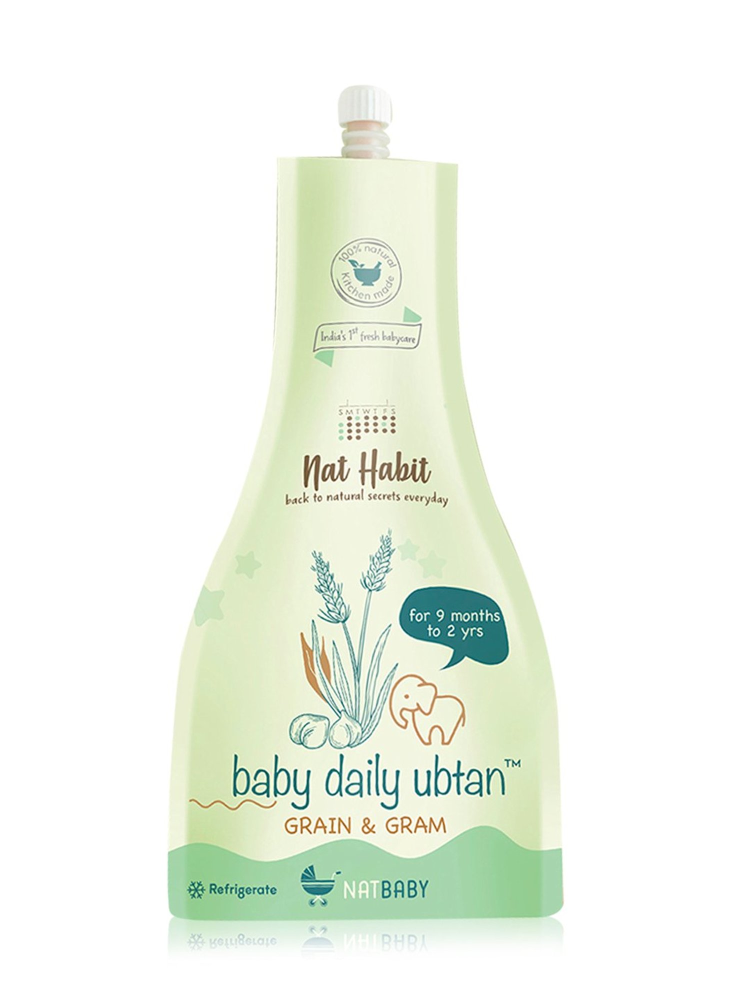Nat Habit Grain & Gram Baby Daily Ubtan Body Scrub for 9 Months to 2 Years - 80 gm