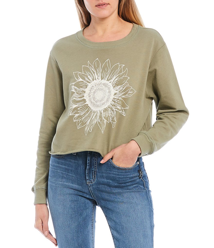 Originality Sunflower Graphic Crop Sweatshirt