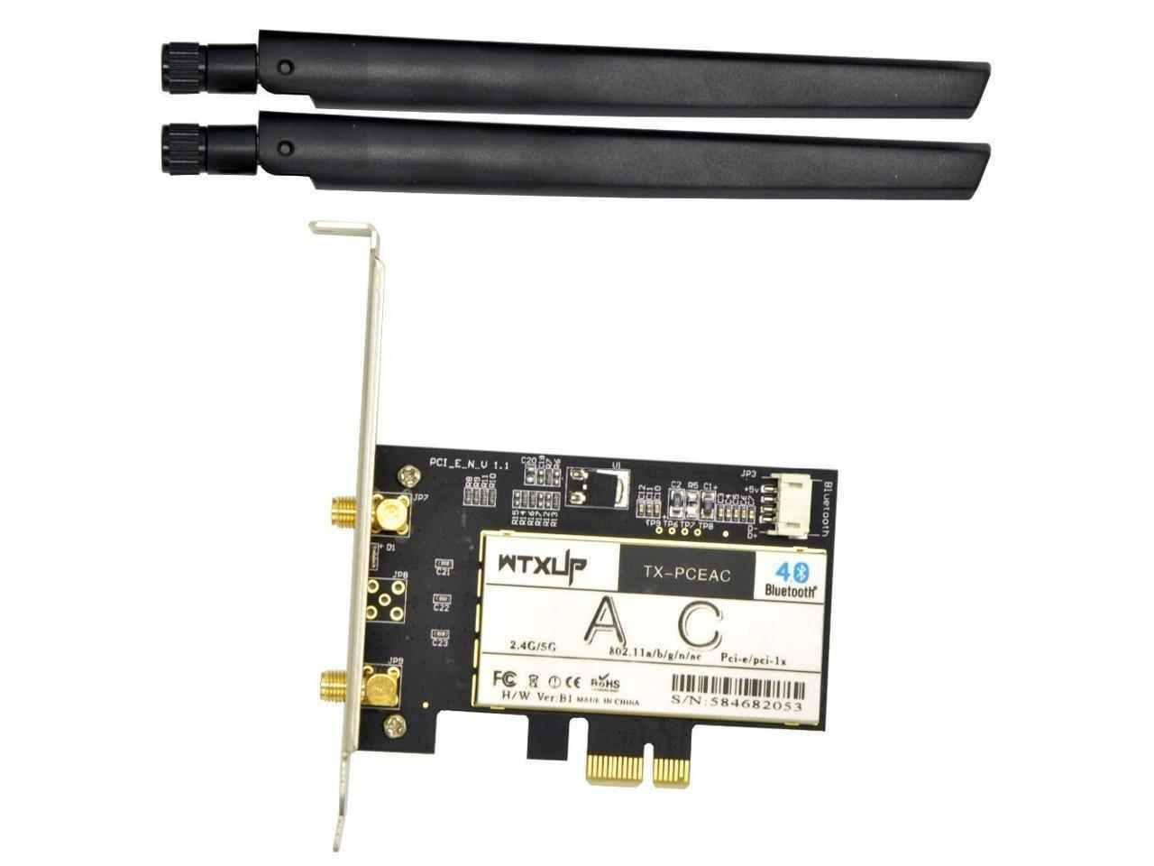 EFS  Dual Band PCIe Wireless Adapter Desktop Wifi Card Intel 7265ac Wifi+Bluetooth4.2 2.4G 300Mbps 5G 867Mbps 802.11a/b/g/n/ac for Win7/8/10/Linux