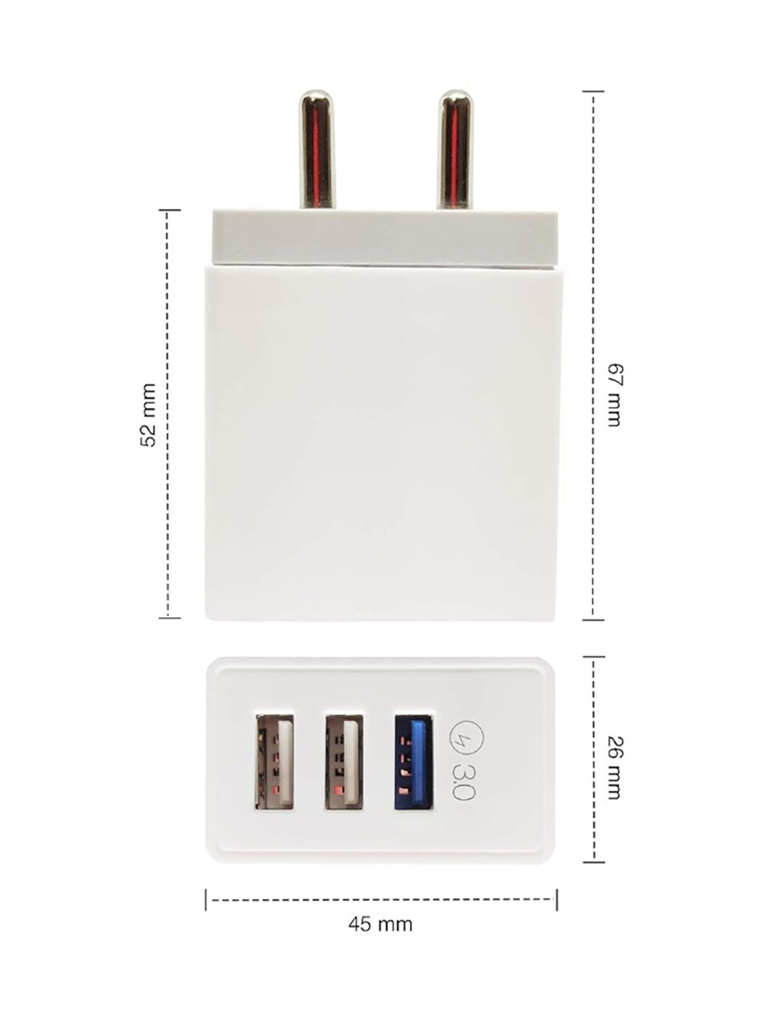 LCARE QC 3.0 USB 03 Port Charger and Type C Cable 1.2 Meter