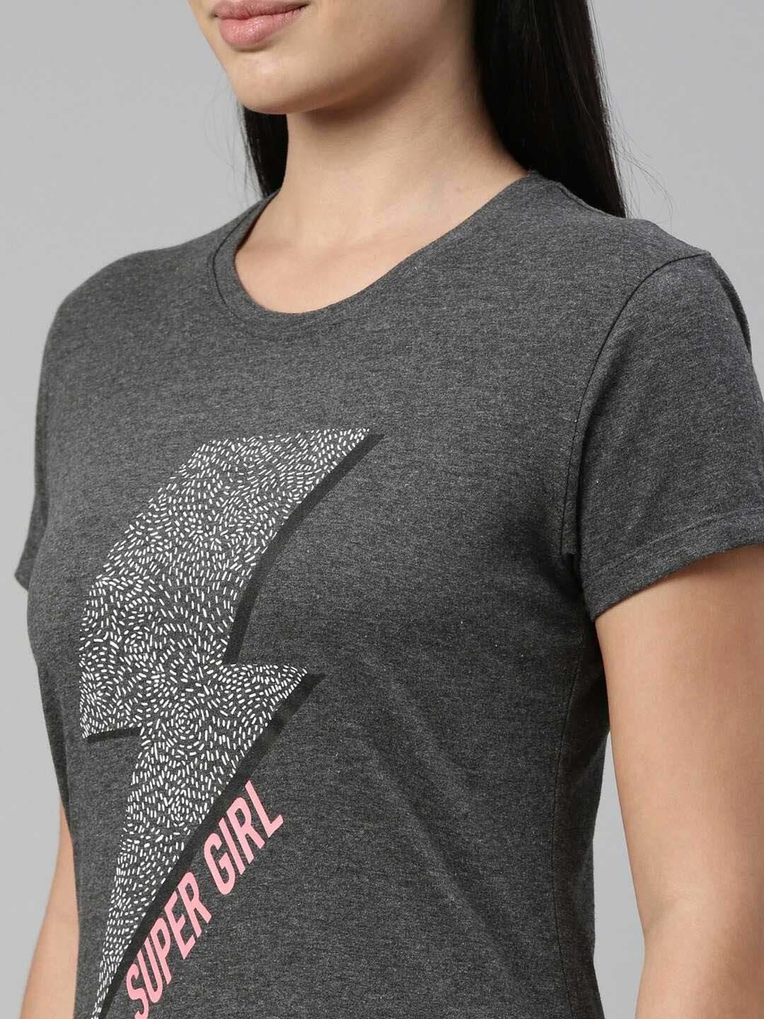 TWIN BIRDS Grey Printed Sleep Tee