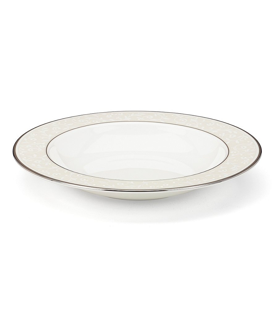 Lenox Opal Innocence Vine & Pearl Platinum Opalescent Bone China Rim Soup Bowl