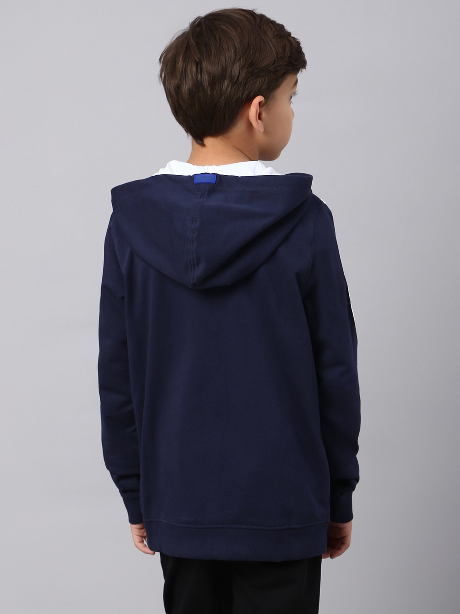 Beverly Hills Polo Club Kids Navy Color Block Full Sleeves Hoodie