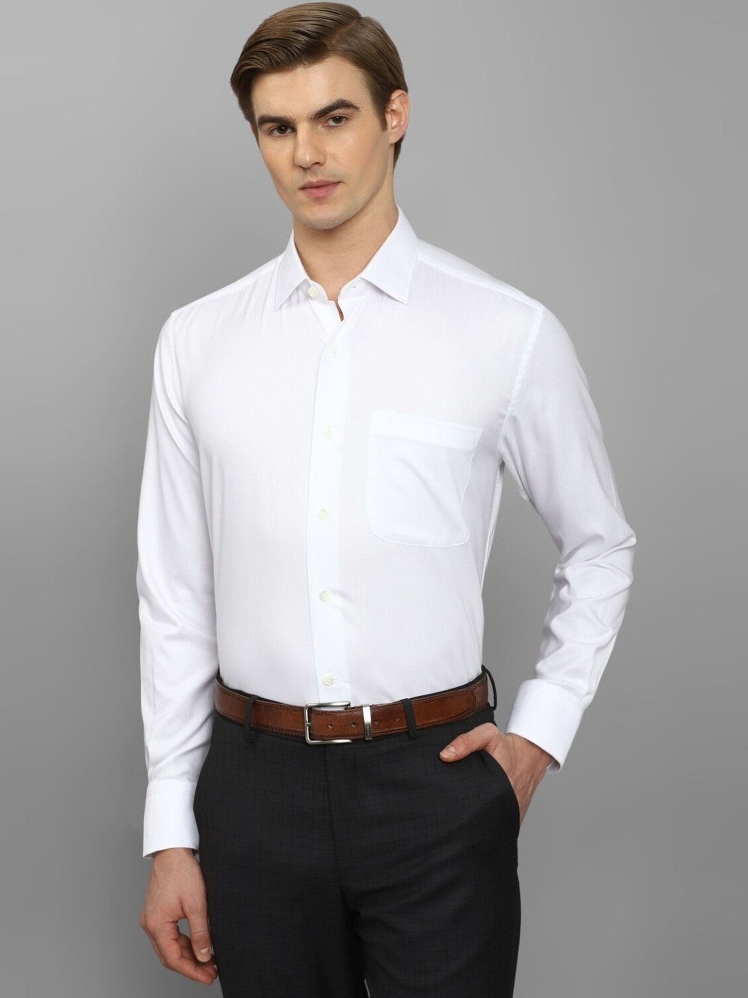 Luxure By Louis Philippe Pearl White Cotton Regular Fit Shirt
