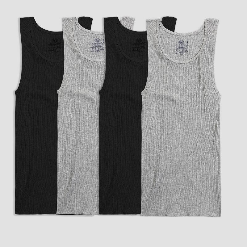Fruit of the Loom Men's A-Shirts 4-Pack - Black/Gray XXL