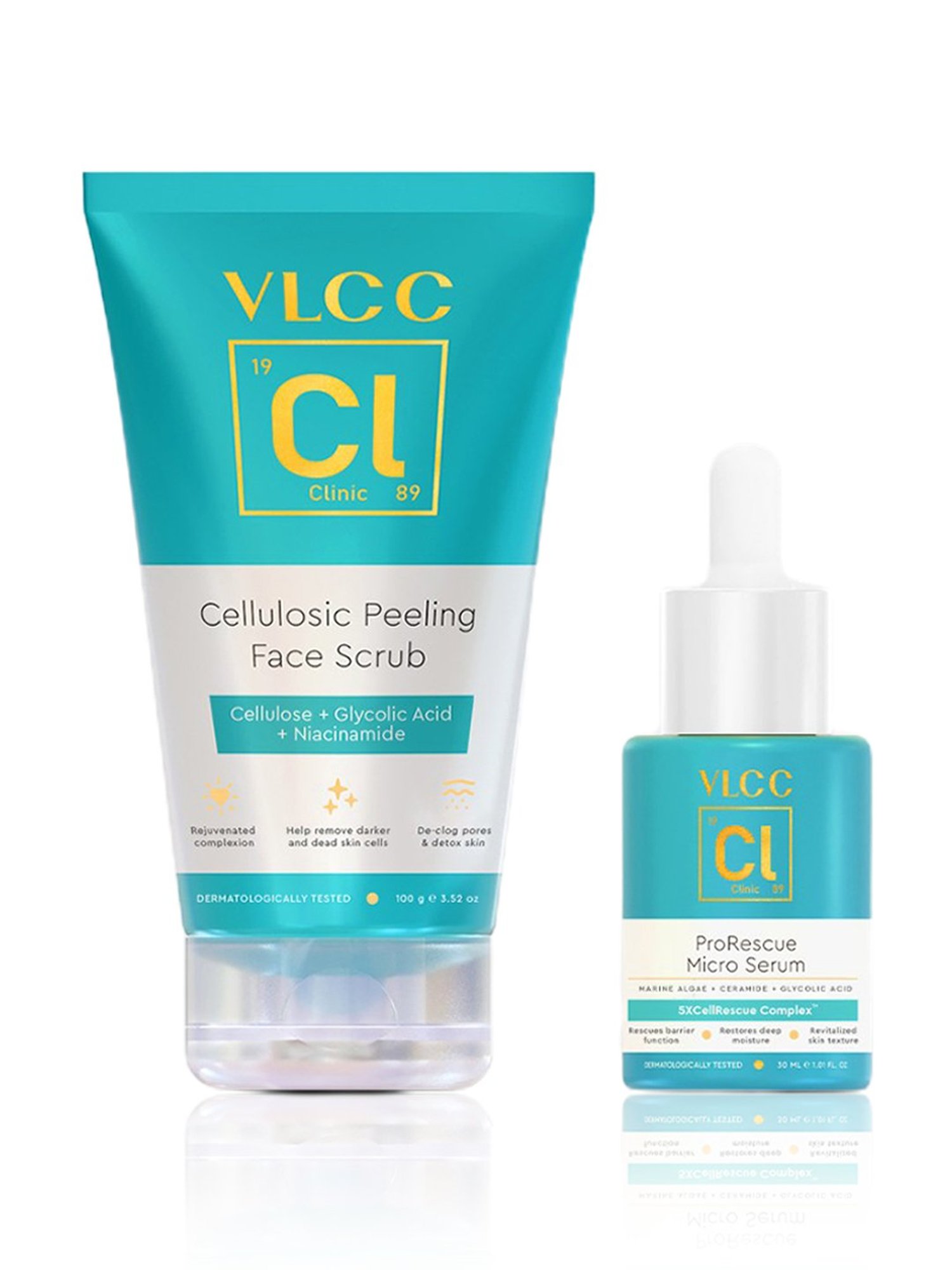 VLCC Clinic ProRescue Micro Serum & Cellulosic Peeling Face Scrub Combo