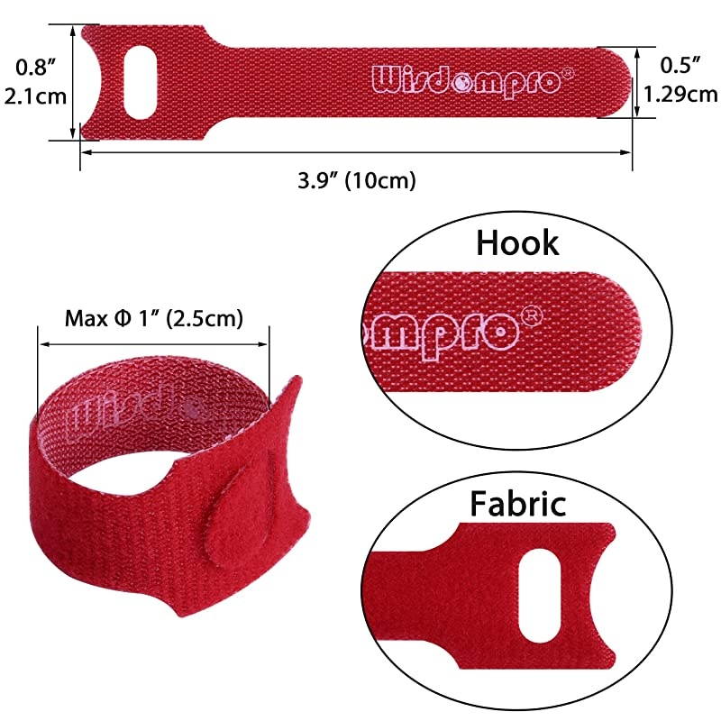 50 Pack 4 Inches Hook and Loop Cable Ties, Self-gripping Fastening Cord Strap by  - Reusable, Durable Functional Ties to Keep Your Home, Office, Workspace from Tangled Messes of Cords