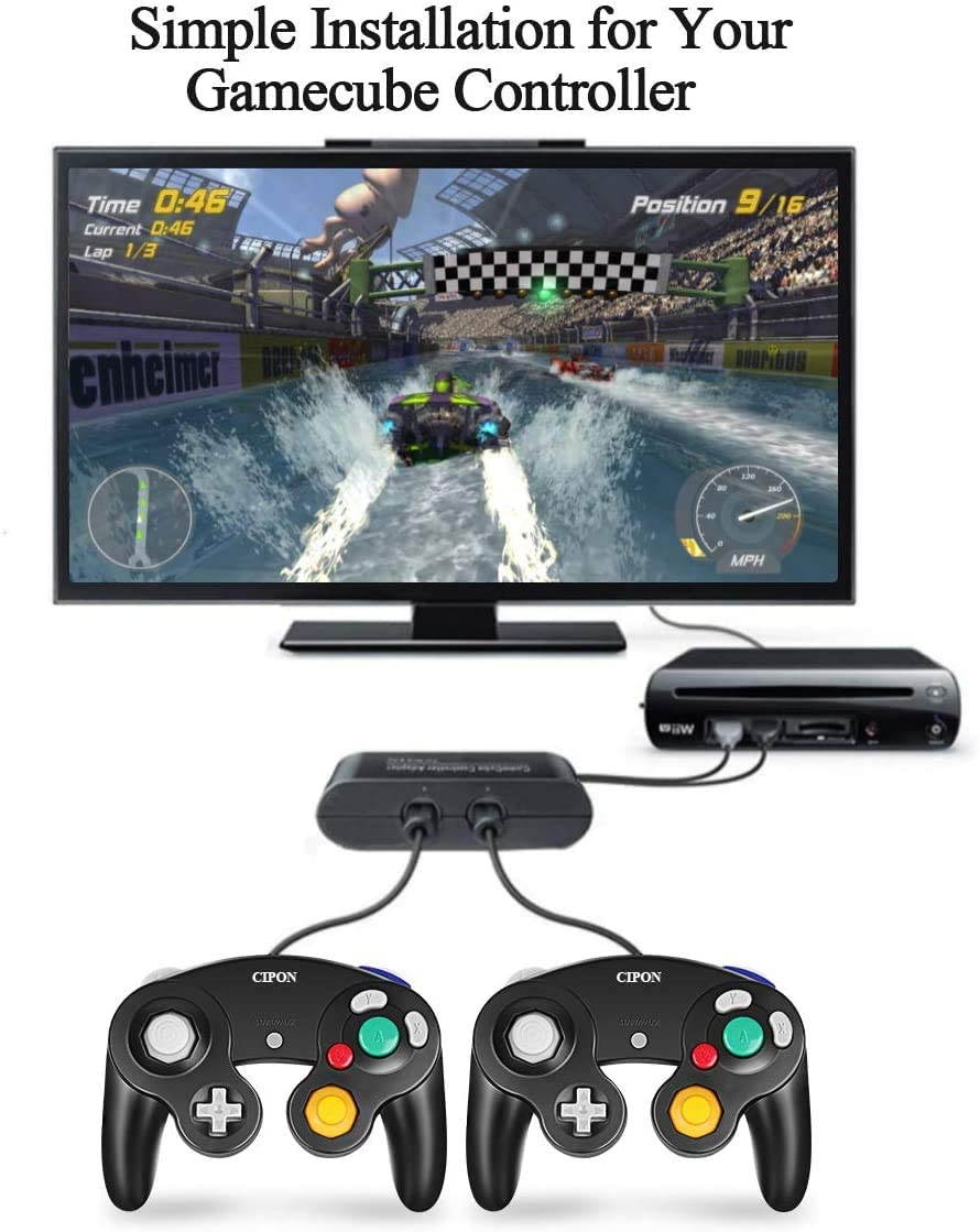 Gamecube Controller, CIPON Wired Controllers Classic Gamepad Joystick for Nintendo and Wii Console Game Remote Black