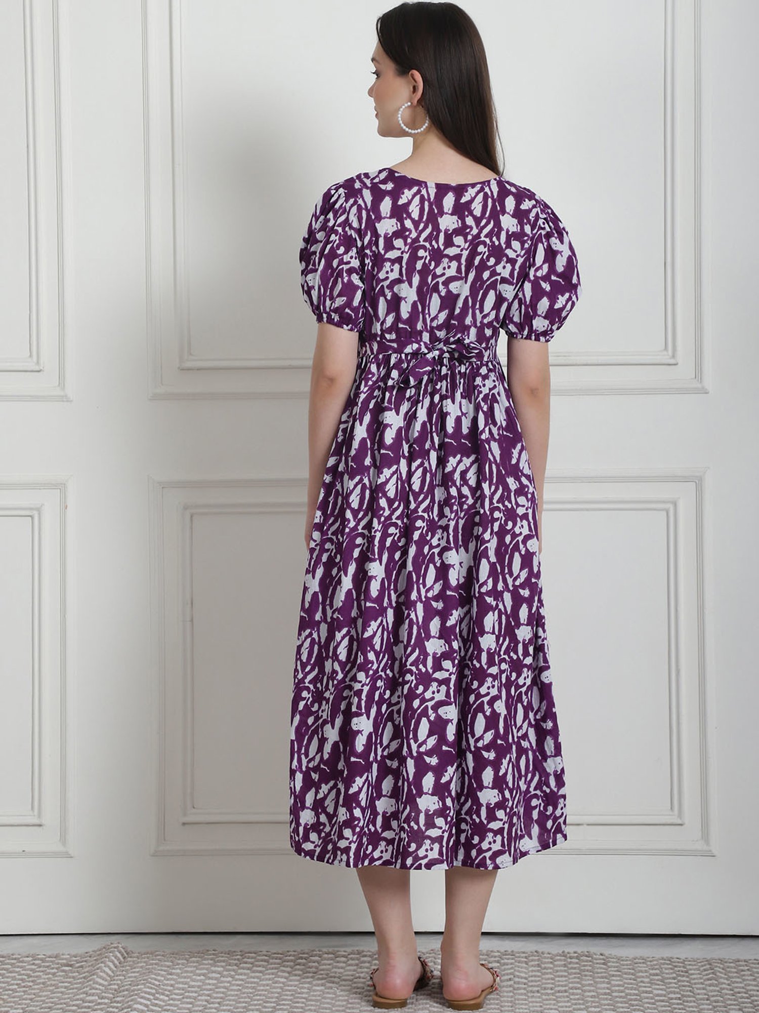 Secret Wish Purple Floral Print Maternity Night Dress