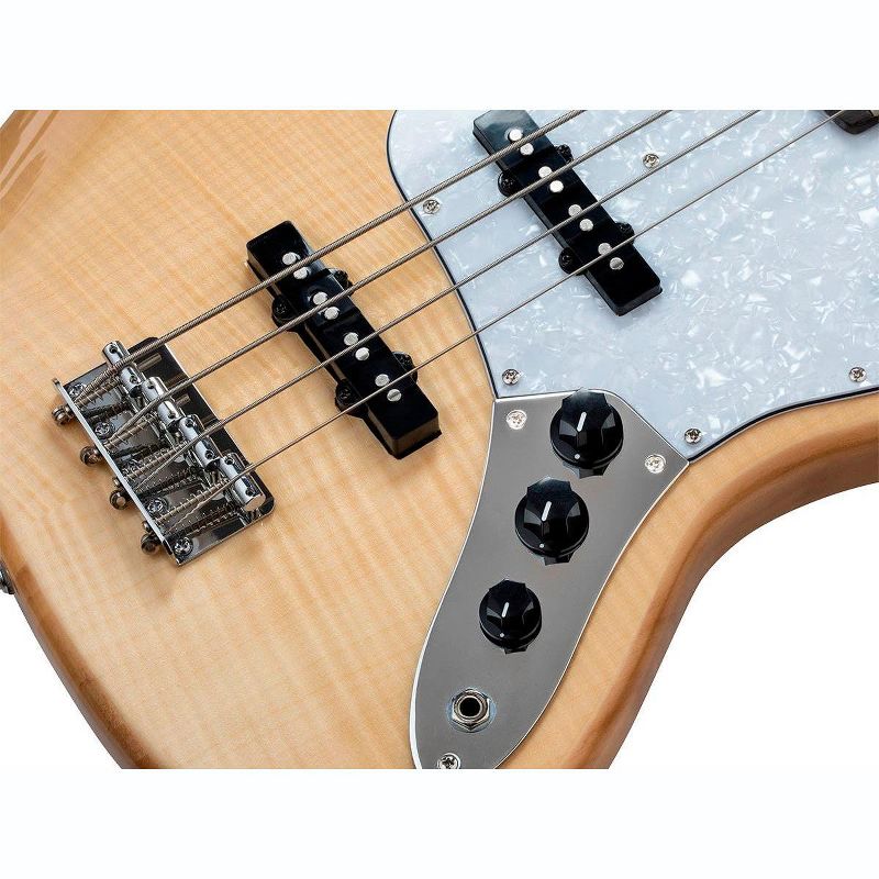 Monoprice Indio Jamm Flamed Maple Electric Bass - Natural, With Gig Bag